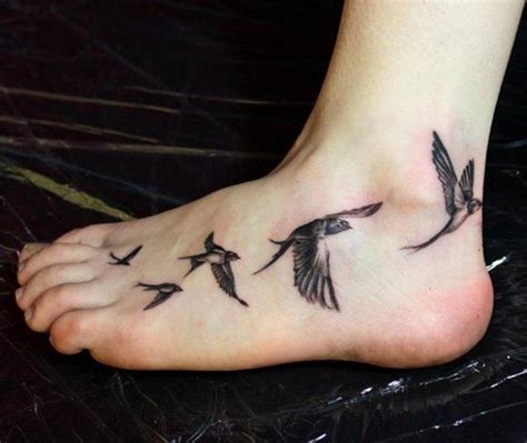 Foot Realistic Swallow Tattoo 100 Lovely Swallow Tattoos