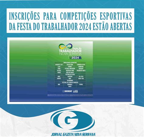 INSCRIÇÕES PARA COMPETIÇÕES ESPORTIVAS DA FESTA DO TRABALHADOR 2024