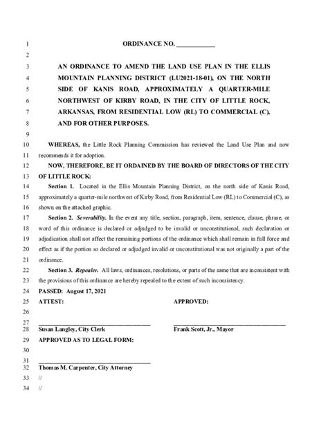 Fillable Online AN ORDINANCE TO AMEND THE LAND USE PLAN IN THE ELLIS