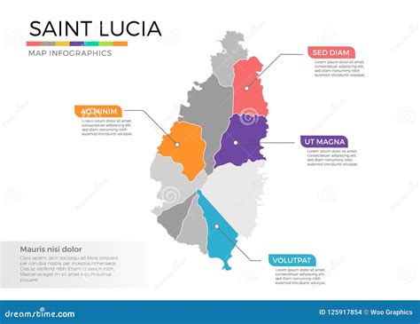 St Lucia Karte Infographics Vektorschablone Mit Regionen Und