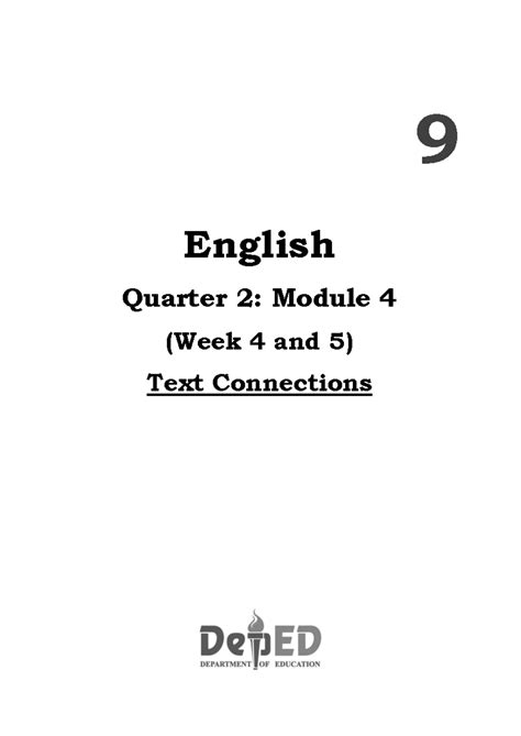 English 9 Quarter 2 Module 4 Text Connections 9 English Quarter 2 Module 4 Week 4 And 5