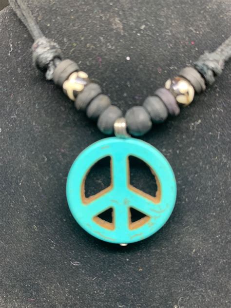 Necklace PEACE - Blue - Utopian Bazaar