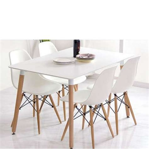 Conjunto Mesa Eames 1 20m e 4 Cadeiras Eiffel DSW sem Braço Branca