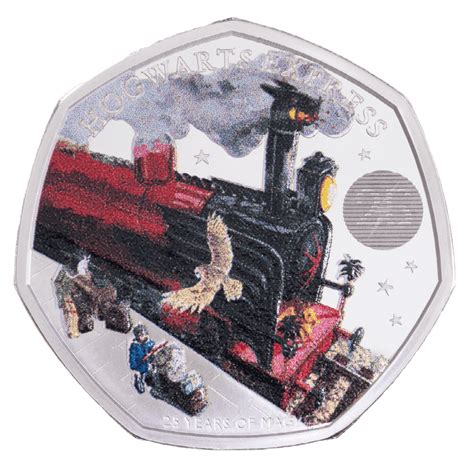 Harry Potter Hogwarts Express Fifty Pence Coloured Silver Proof Coin