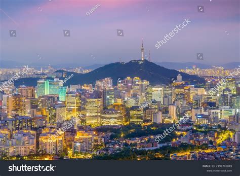 Downtown Seoul City Skyline Cityscape South Stock Photo 2198745049