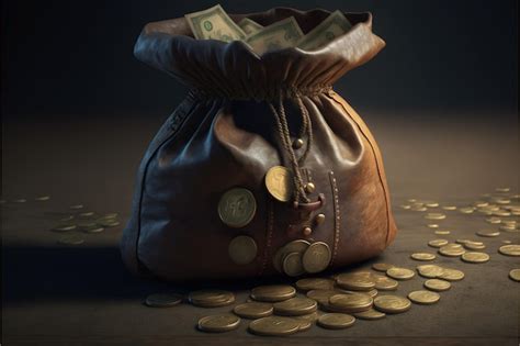 Premium Ai Image Money Bag Bag With Old Coins Ai