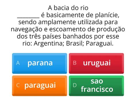 Atividade Sobre Hidrografia Quiz