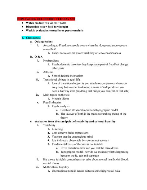 CPSY 218 Module 2 Psychoanlysis HOMEWORK DUE BEFORE TUESDAY 9 Watch