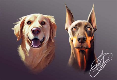 cartoon illustration of two dogs | Freelancer