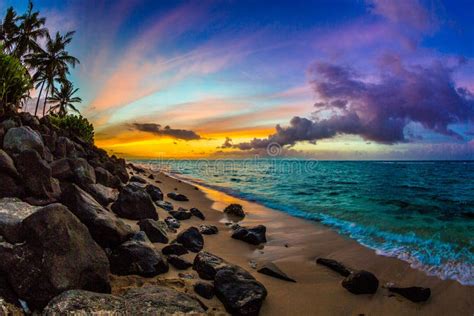 North Shore Hawaii Sunset stock photo. Image of family - 112936570