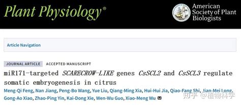 华中农业大学柑橘团队郭文武课题组揭示柑橘体细胞胚发生调控新机理 知乎