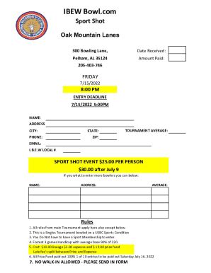 Fillable Online Th Ibew Int L Bowling Tour Fax Email Print Pdffiller