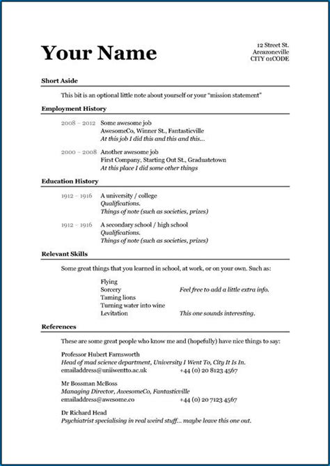 Free Printable Basic Resume Template