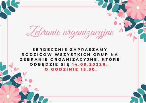 Zebranie Organizacyjne Przedszkole Publiczne Nr Sto Pociech