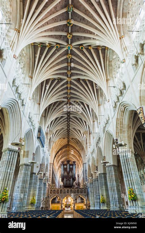 England, Devon, Exeter, Exeter Cathedral, Interior View Stock Photo - Alamy