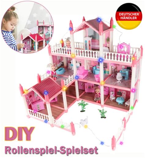 Etagen Zimmer Puppenhaus Gro Es Traumhaus Zubeh R M Bel Led Licht