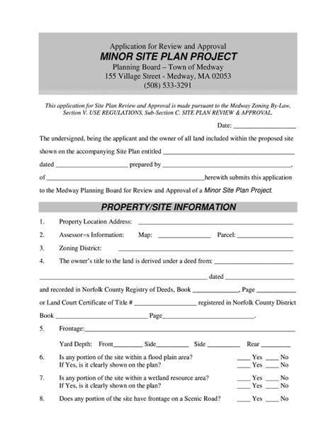 Fillable Online Townofmedway Bapplicationb For Minor Site Plan Project