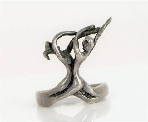 VINTAGE BEAUTIFUL STERLING Silver Nude Naked Couple Dancing 3D Sculpted