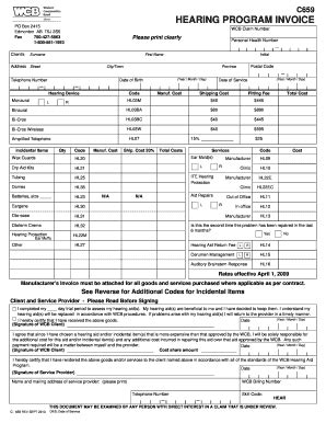 Fillable Online Wcb Ab Hearing Program Invoice C Wcb Ab Fax Email