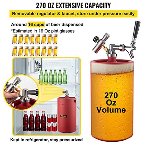 VEVOR Sistema De Grifo Beer Growler Mini Barril De 270 Onzas Cu