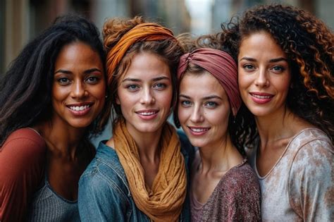 Grupo Diversificado De Mulheres Sorrindo Juntas Foto Premium