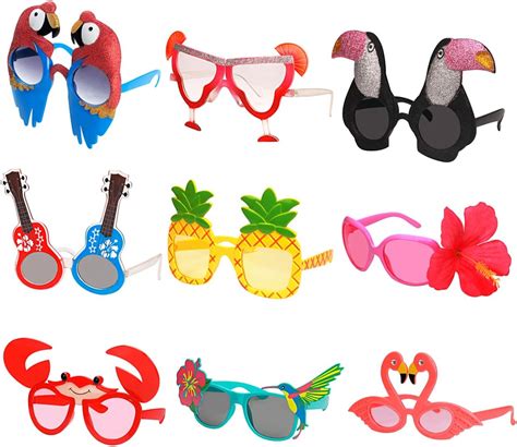 Ocean Line Luau Party Sunglasses 9 Pairs Funny Hawaiian Glasses Tropical Fancy