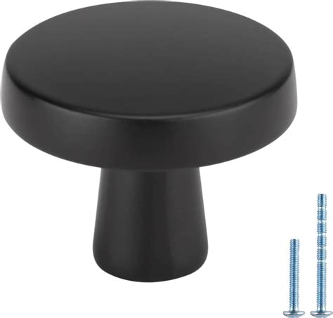 Homdiy Pack Black Cabinet Knobs Round Matte Black Kitchen Knobs Zinc