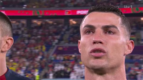 Cristiano Ronaldo in tears as he sings Portuguese national anthem in ...