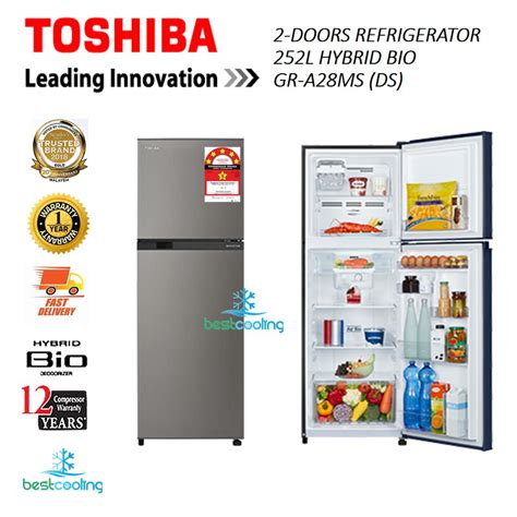 Toshiba Gr A28ms Ds Inverter 2door Refrigerator Dark Silver 252l