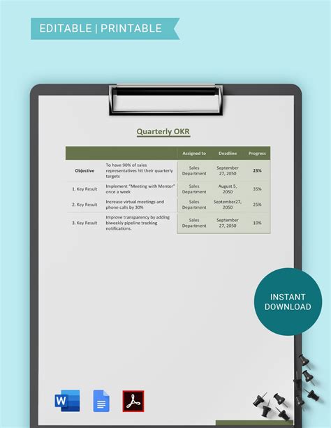 Sales OKR Template in Word, Google Docs - Download | Template.net