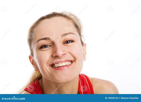 A Sporty Blonde In Red Leotard Stock Photo Image Of Care Health