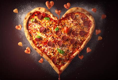 Premium Photo Heart Shaped Pizza With Pepperoni Salami And Mozzarella