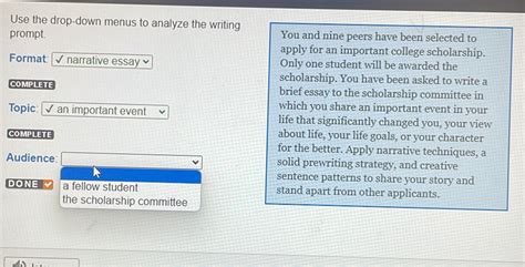 Use The Drop Down Menus To Analyze The Writing Prompt Format
