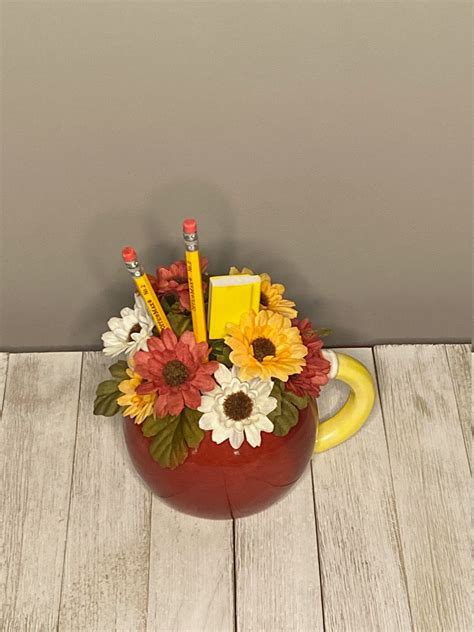 Teacher Mug Floral Arrangement, Teacher Gift - Etsy