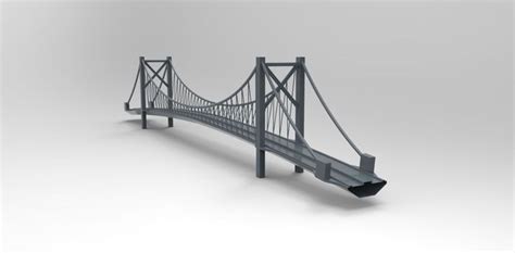 3D roadway Suspension Bridge - printable | CGTrader