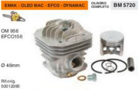 50012095 Cylindre Et Piston Scie à Chaîne Emak Oleo Mac 956 Efco 156