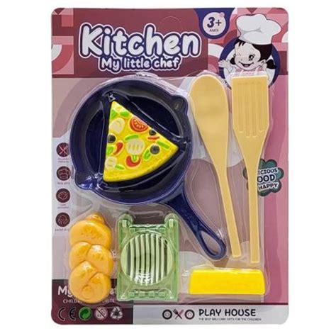 Kit Cozinha Infantil Frigideira e Pizza 7 Peças Jogo de