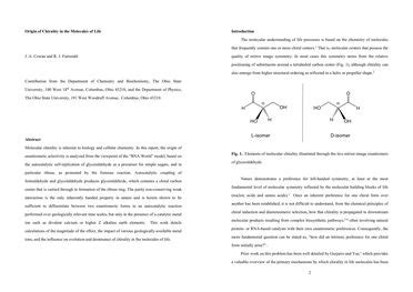 Origin of Chirality in the Molecules of Life | Papers With Code