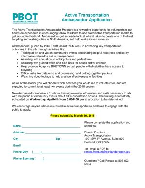 Fillable Online Active Transportation Ambassador Application Fax Email