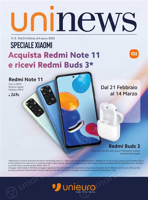 Volantino Unieuro Speciale Xiaomi Con Redmi Note 11 In Grande