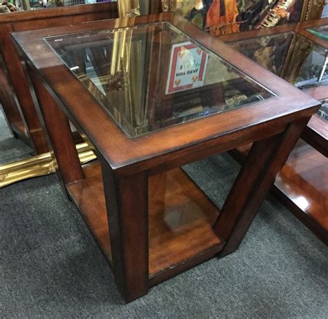 Wood End Table W Beveled Glass Glass End Tables Rectangle Glass Coffee Table Side Table Wood