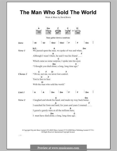 The Man Who Sold The World Nirvana By D Bowie Sheet Music On MusicaNeo