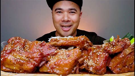 PORK RIBS HONEY GLAIZED GARLIC WITH SESASAME SEED MUKBANG ASMR