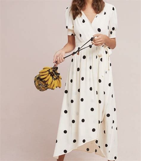 Anthropologie Breanna Polka Dot Wrap Dress By Maeve S Gem