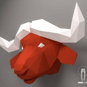 Buffalo Pepercraft Head Papercraft Trophy Pdf Kit 3D DIY Buffalo