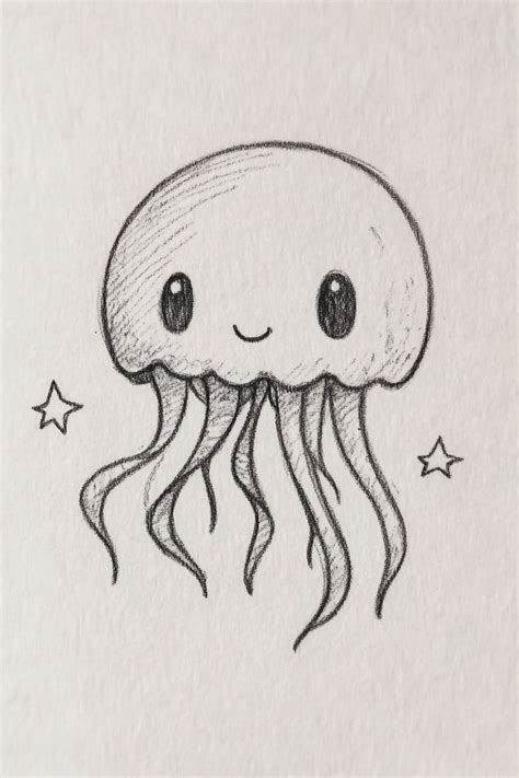 Cute Doodles Drawings Jellyfish Adorable Smiling Jellyfish Cute