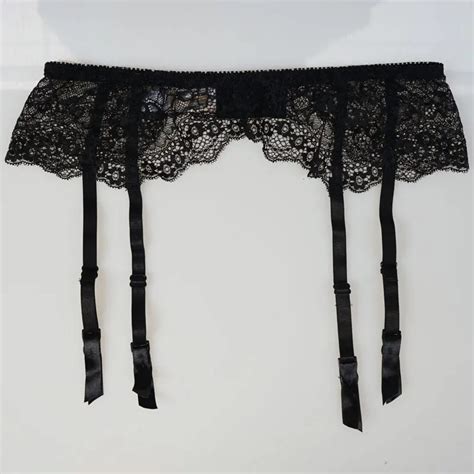 Women Garters Black Lace Garter Belt 4 Straps Metal Buckles Clips Sexy