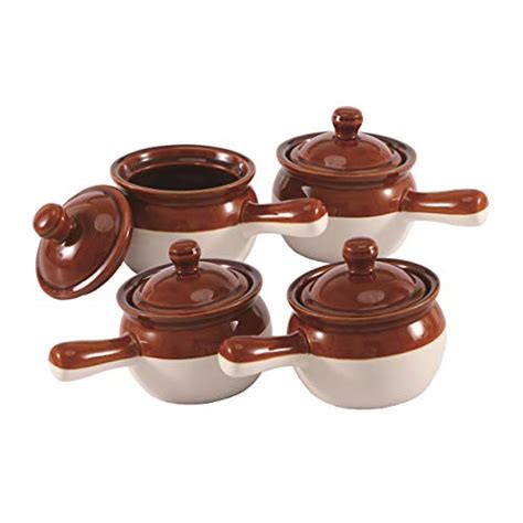 Individual French Onion Soup Crock Chili Bowls With Handles And Lids