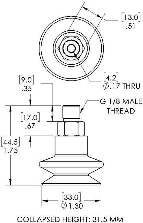 VacMotion Product SB33 SIT G18M 33mm Single Bellows FDA Silicone