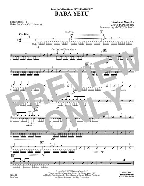 Baba Yetu From Civilization IV Trans Matt Conaway Percussion 1